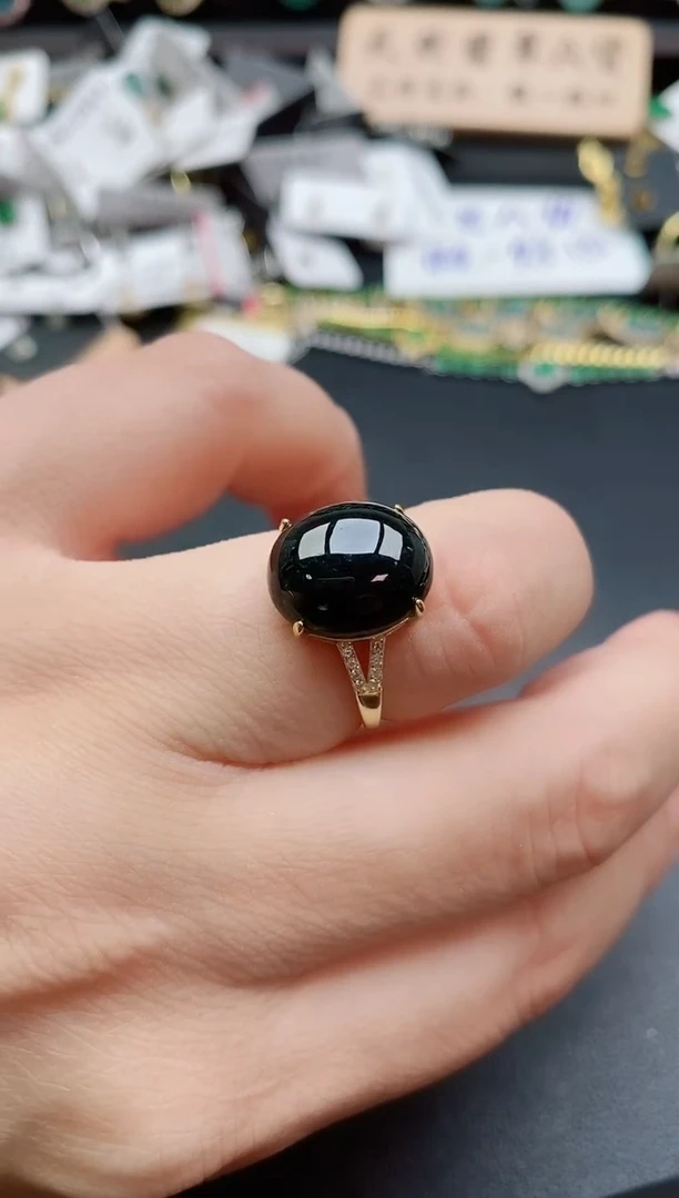 银S925镶嵌戒指翡翠1