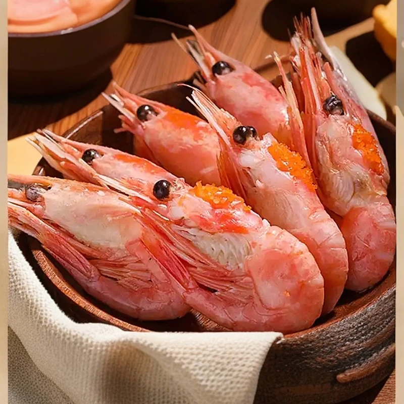 特大号头籽60-80北极甜虾丹麦北极熊熟冻冰虾净重3斤