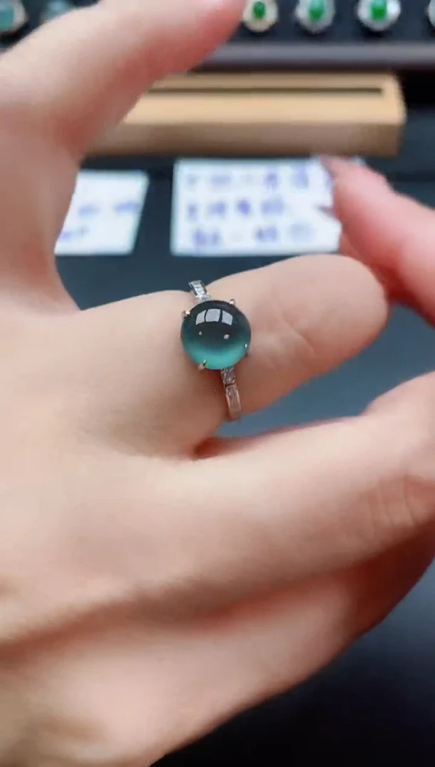 银S925镶嵌戒指翡翠1