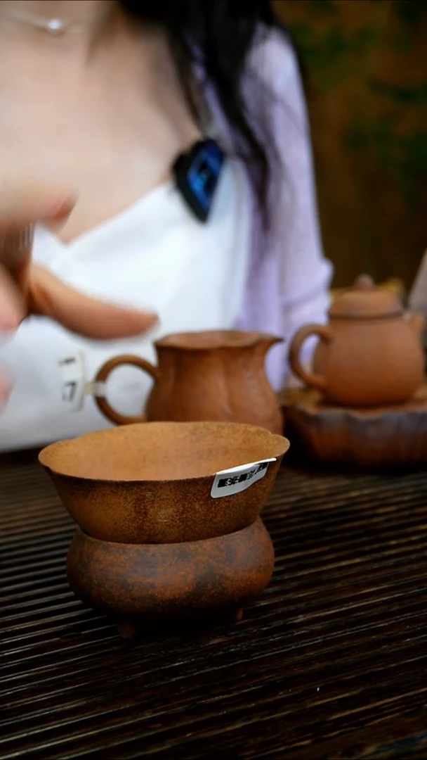 F47原矿花瓣茶漏组磨砂感老岩泥