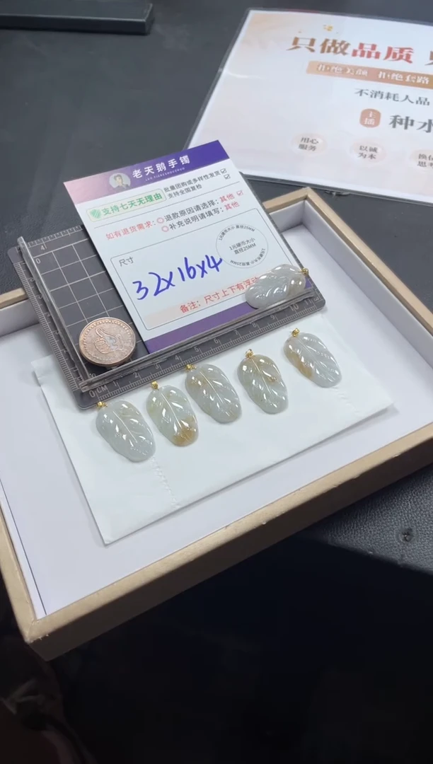 18K金镶嵌挂件翡翠叶子FL5配绳/多样性发其一CP