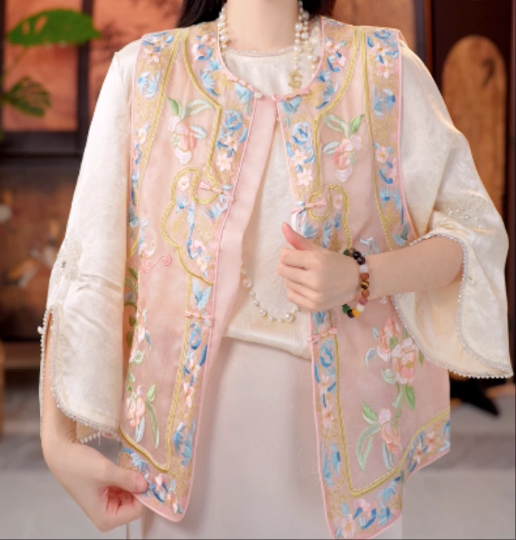 [繁花似锦]H6153初夏南油档口国潮新中式刺绣马甲  皮皮