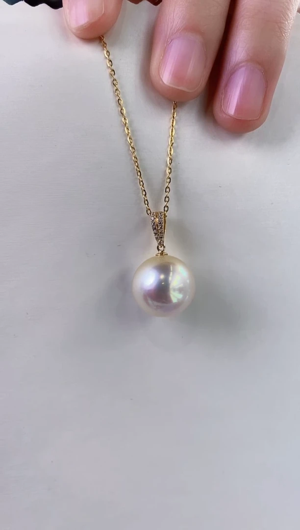 【闪购商品】海水珍珠吊坠(不含链)18K金镶嵌14-15海水珍珠吊坠