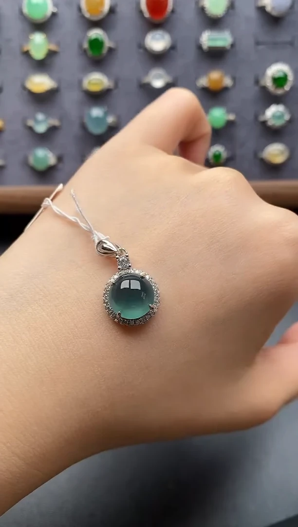 银S925镶嵌戒指翡翠一物一证一礼盒