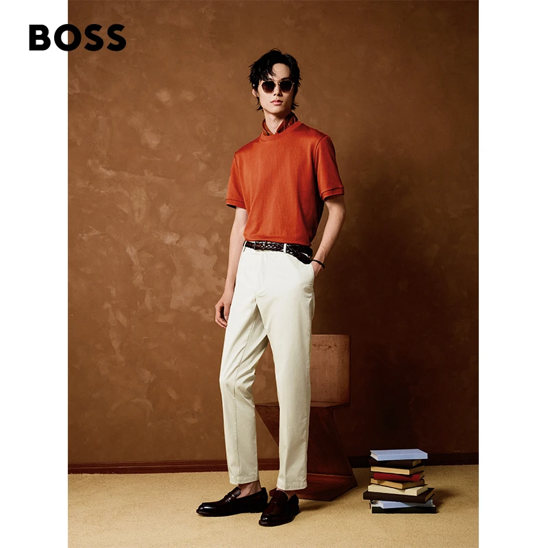 【弹力舒适】BOSS博斯25夏季新款Performance混纺缎面长裤50514213