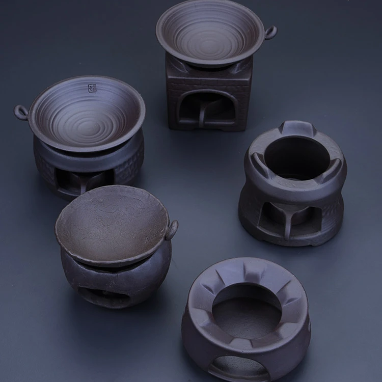 陶瓷蜡烛茶炉烤茶器套装复古粗陶加热保温底座简约温茶器家用茶具