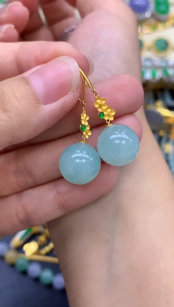 18K金镶嵌翡翠耳饰274-中国好珍宝