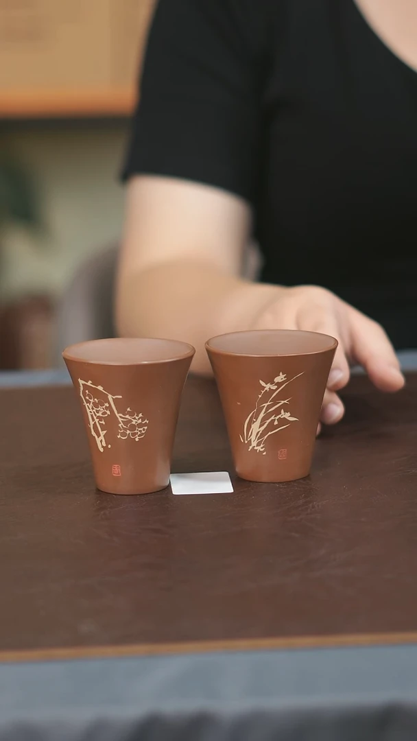 罐存茶山云水山涧建水紫陶微瑕素心主人杯 一对