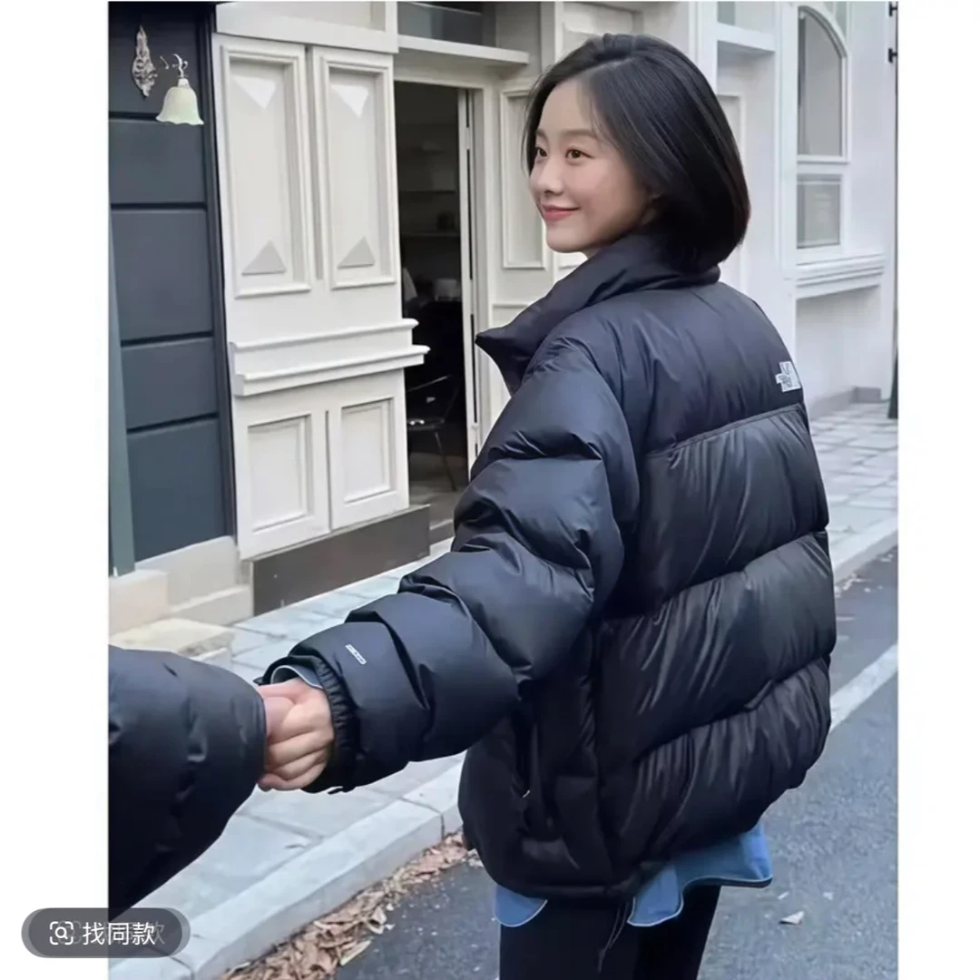 1-96版700蓬宽松加厚立领刺绣保暖户外连帽羽绒外套FF