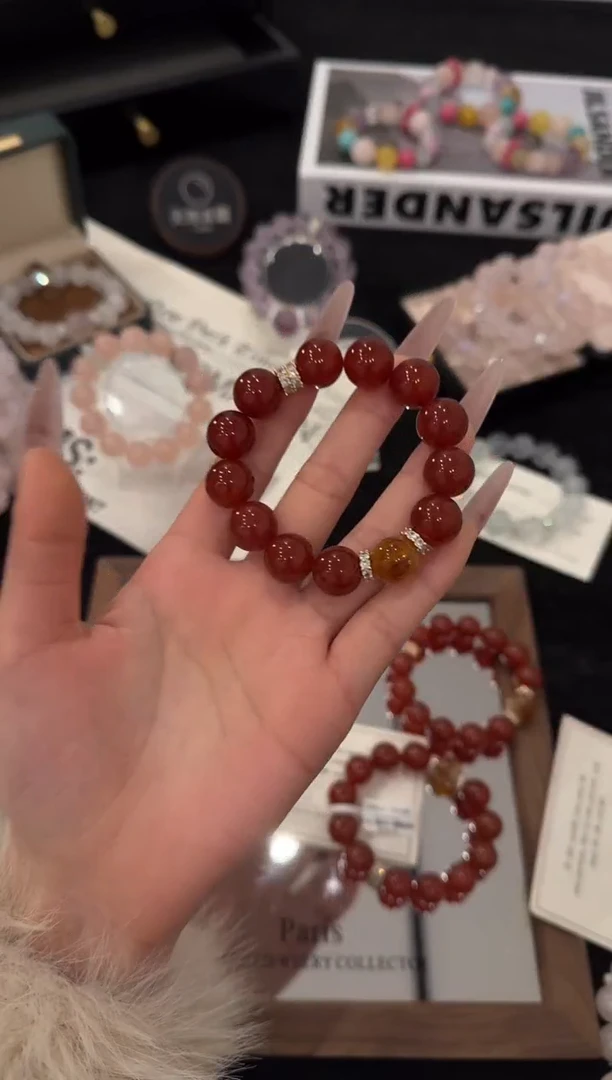 合金手链水晶红玛瑙x3576