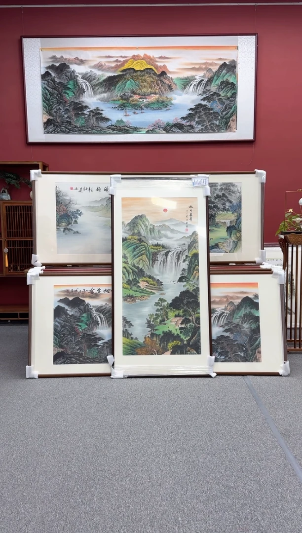 国画手绘 对联*2 172*48 旭日东升172*85