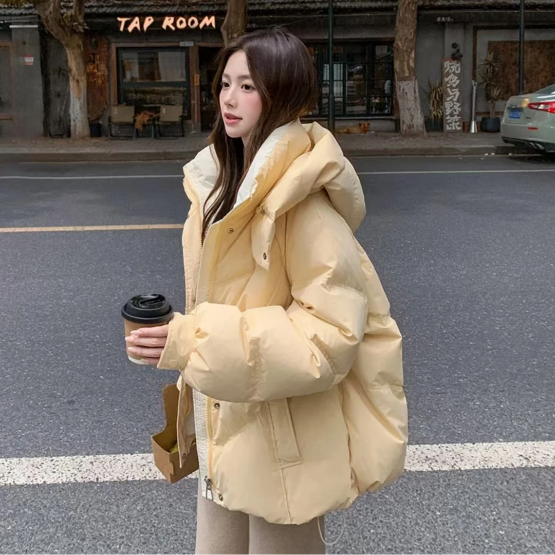 2024年秋冬季新款洋气棉服女短款连帽宽松小个子防风保暖外套