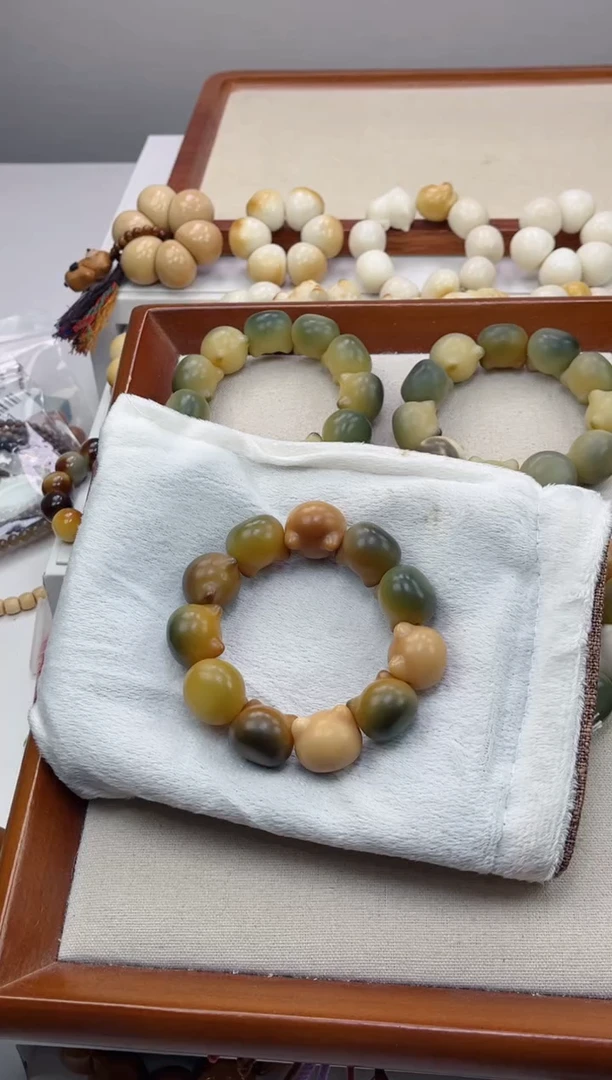 手串菩提根/象牙果路**近s23干磨横孔猫猫头20mm手串瑕疵不补