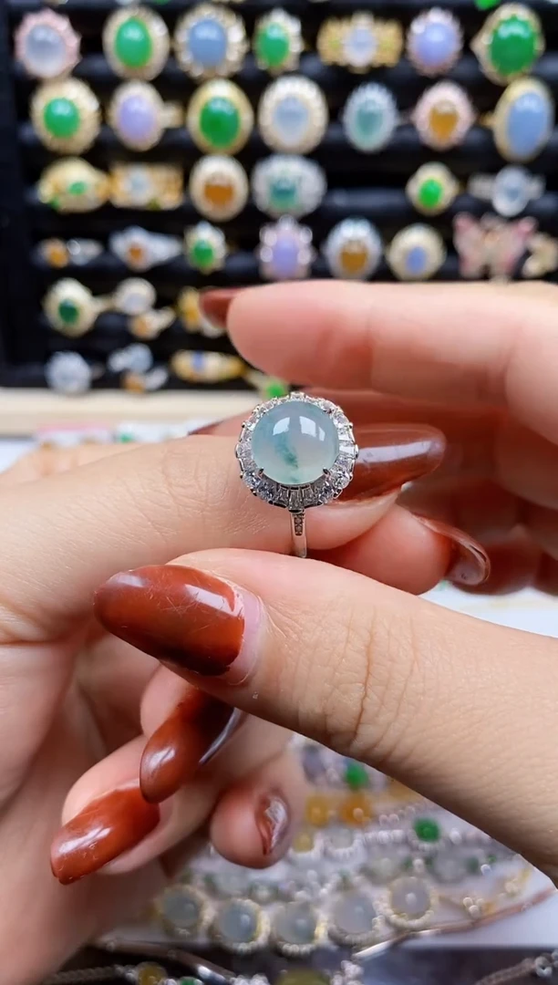 银S925镶嵌戒指翡翠7517