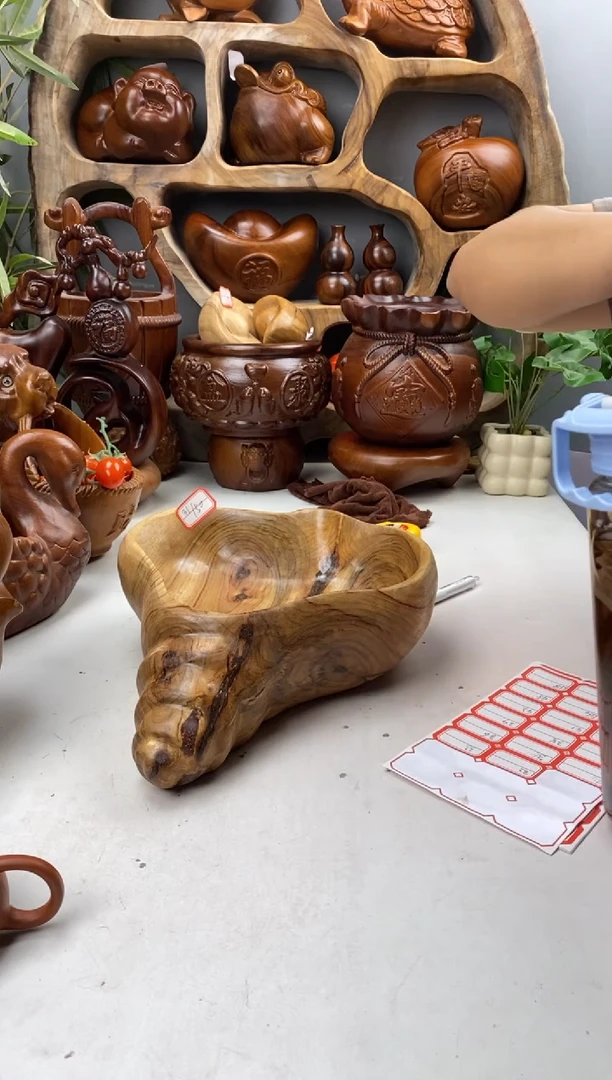 香樟木A30微瑕海螺果盆/尺寸