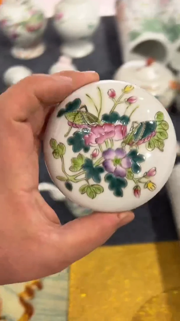 摆件瓷摆件瓷摆件荷花墨盒
