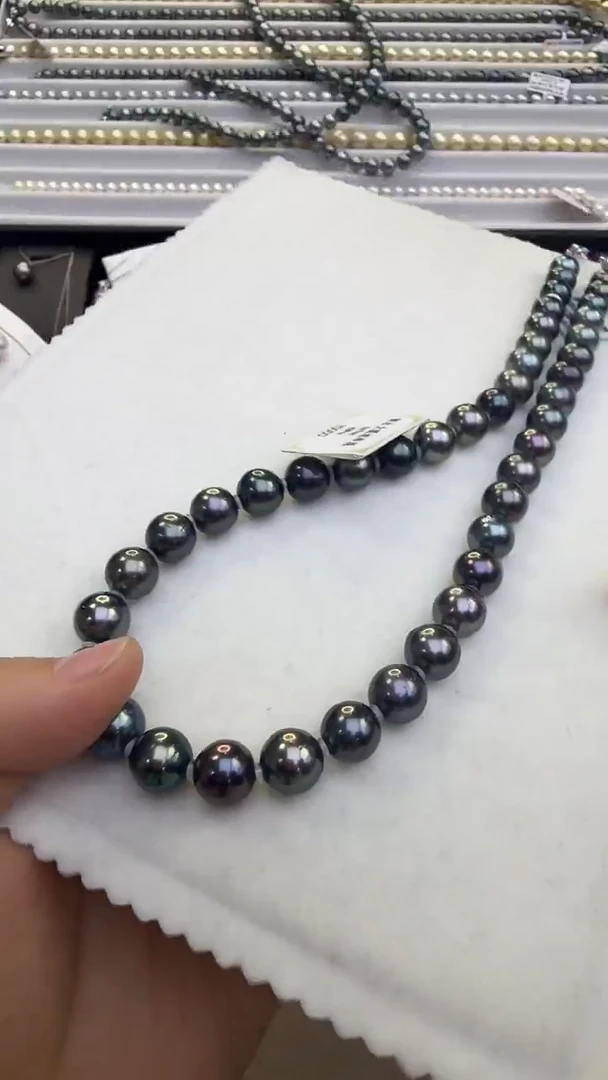 银S925镶嵌颈饰海水珍珠炫彩大溪地珍珠项链