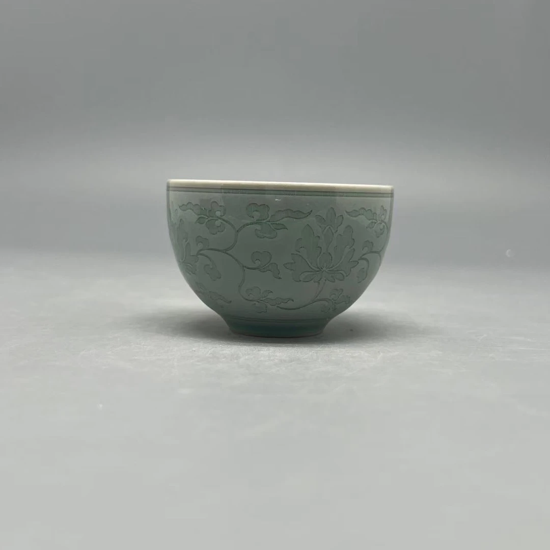 SHTC-3014[学茶严选]叶立其粉青唐草纹品茗杯