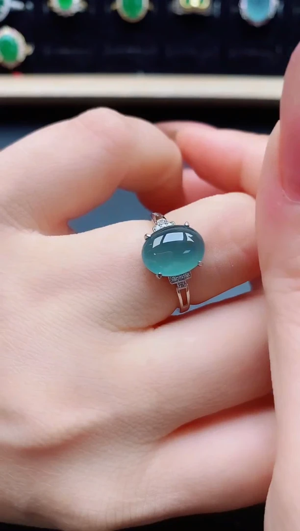 翡翠戒指银S925镶嵌1321