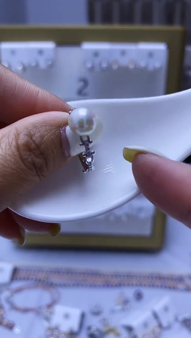 银S925镶嵌戒指海水珍珠戒指