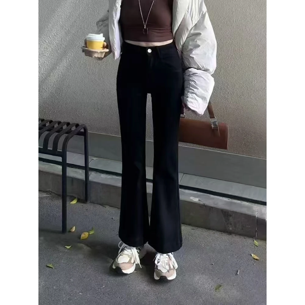 MRFEITO一粒扣加绒休闲喇叭牛仔裤H5K30470
