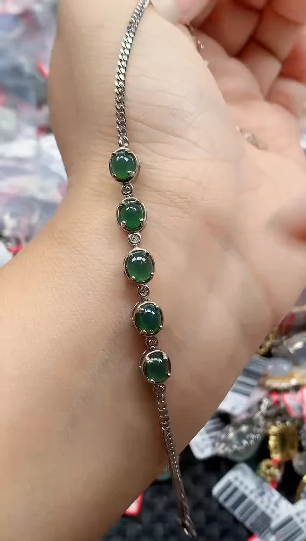 银S925镶嵌戒指翡翠天然A货缅甸翡翠