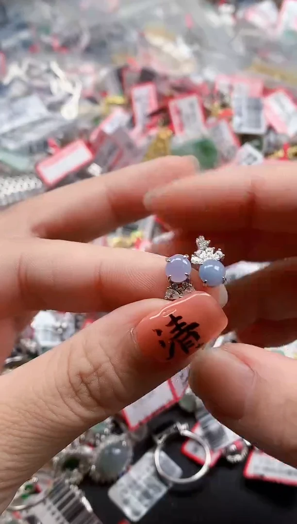 银S925镶嵌戒指翡翠天然A货缅甸翡翠