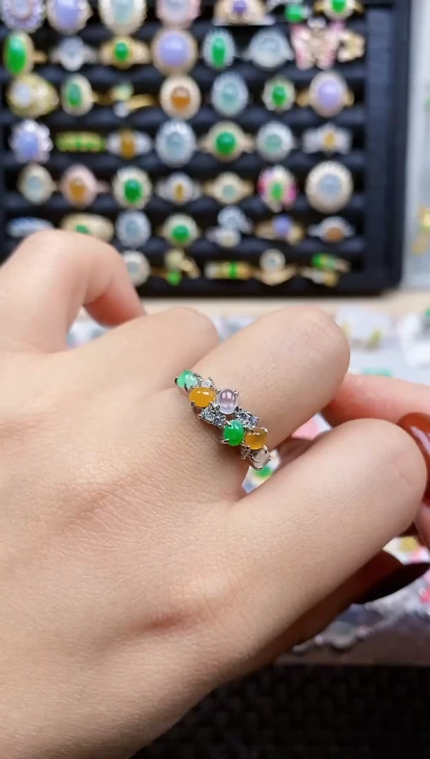 银S925镶嵌戒指翡翠287