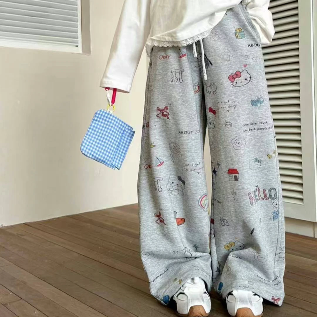 熙爱2025春秋季新款女童简约百搭宽松春装微喇休闲裤25839