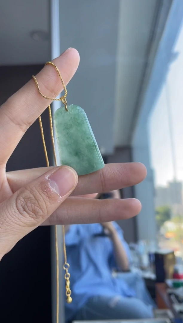 吊坠(不含链)18K金镶嵌翡翠天然缅甸A货翡翠