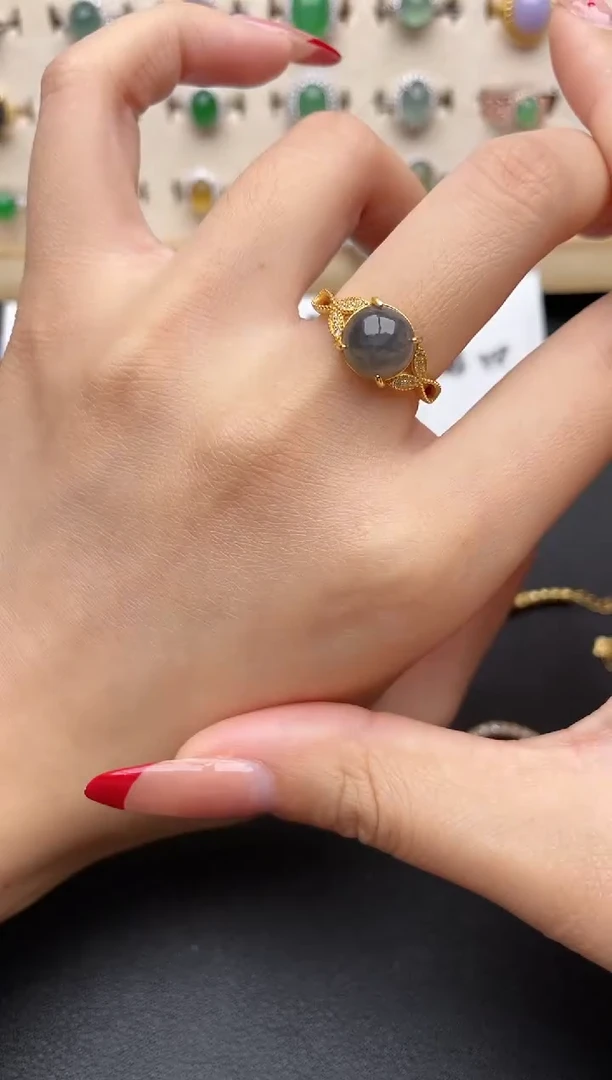 【闪购商品】翡翠戒指银S925镶嵌一物一证一礼盒