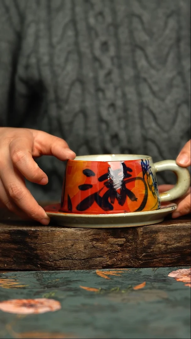 【闪购商品】杯杯釉下彩手工手绘同款陶器