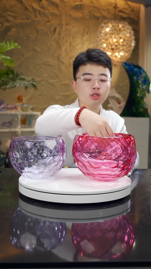 手工艺品琉璃用****2金红聚宝盆小号 预售