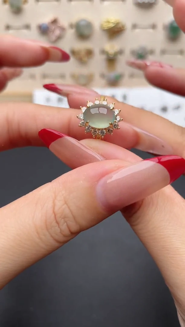 【闪购商品】翡翠戒指银S925镶嵌一物一证一礼盒