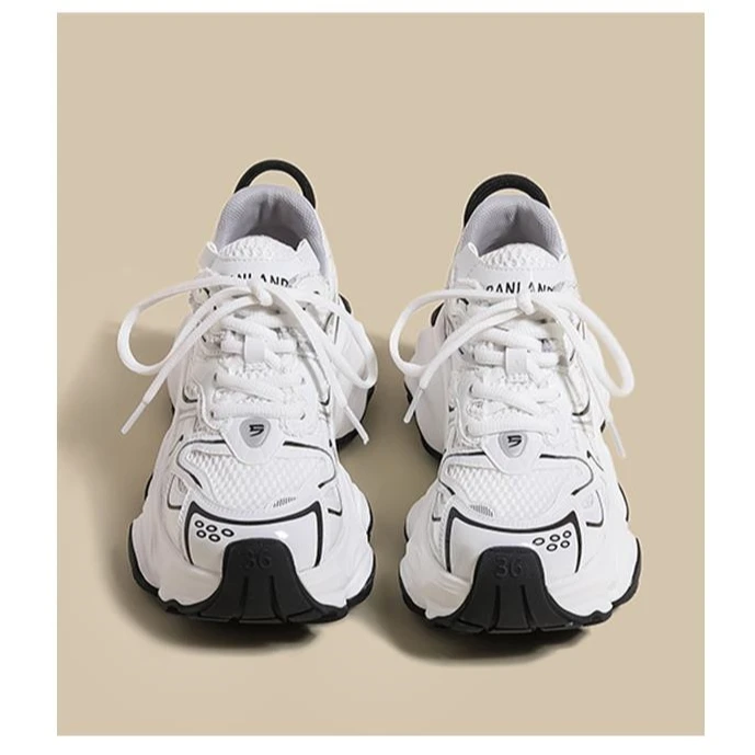 cufk白色厚底老爹鞋女2025夏季新款小个子港风百搭增高透气运动鞋