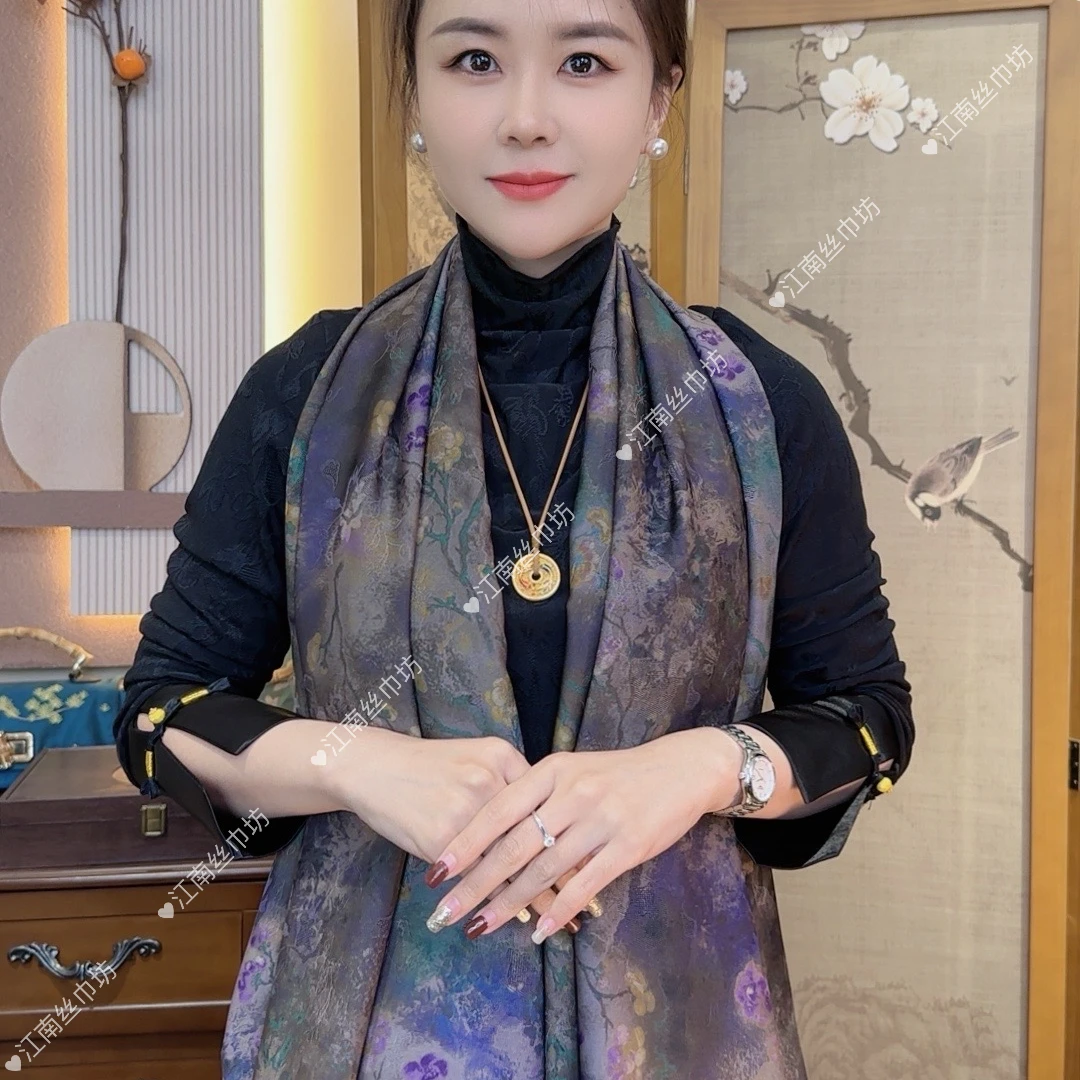 【龙宫缎-罗兰】2025新款140方巾 国风围巾女士丝巾