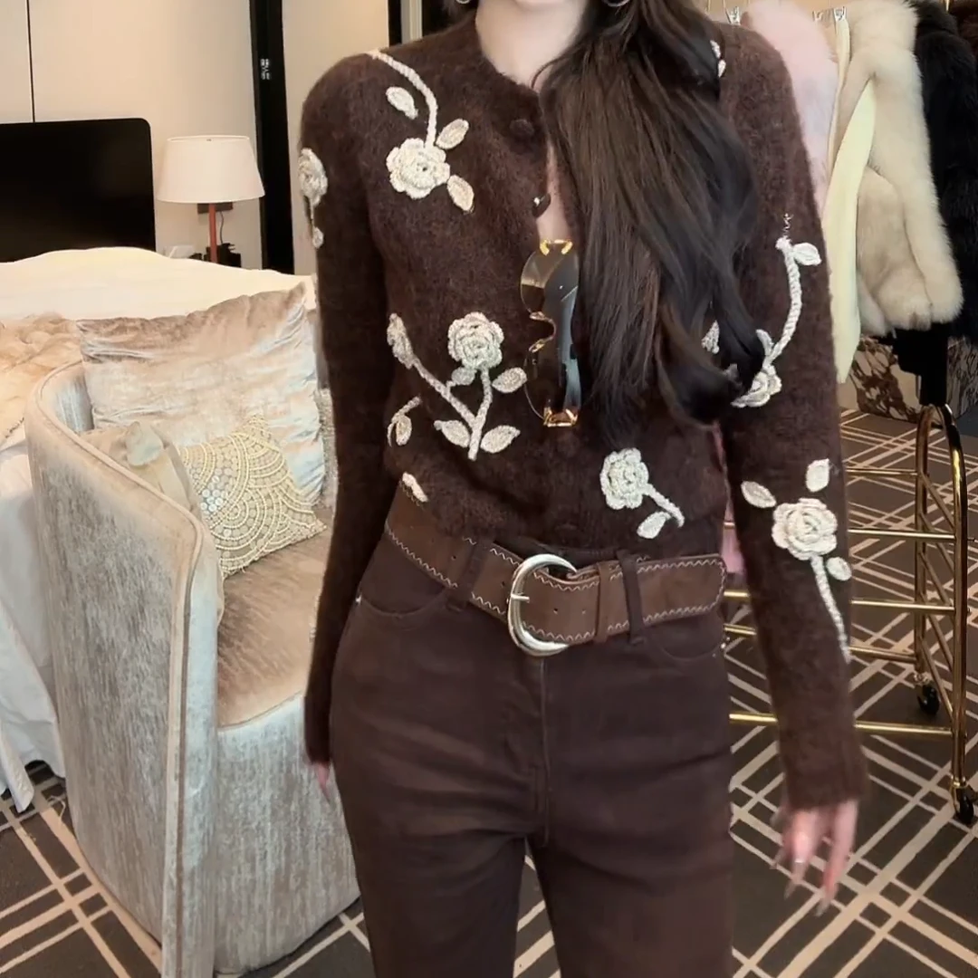 【痴情梦】高级感时尚气质设计感浪漫风绣花外套冬季秋冬C6491