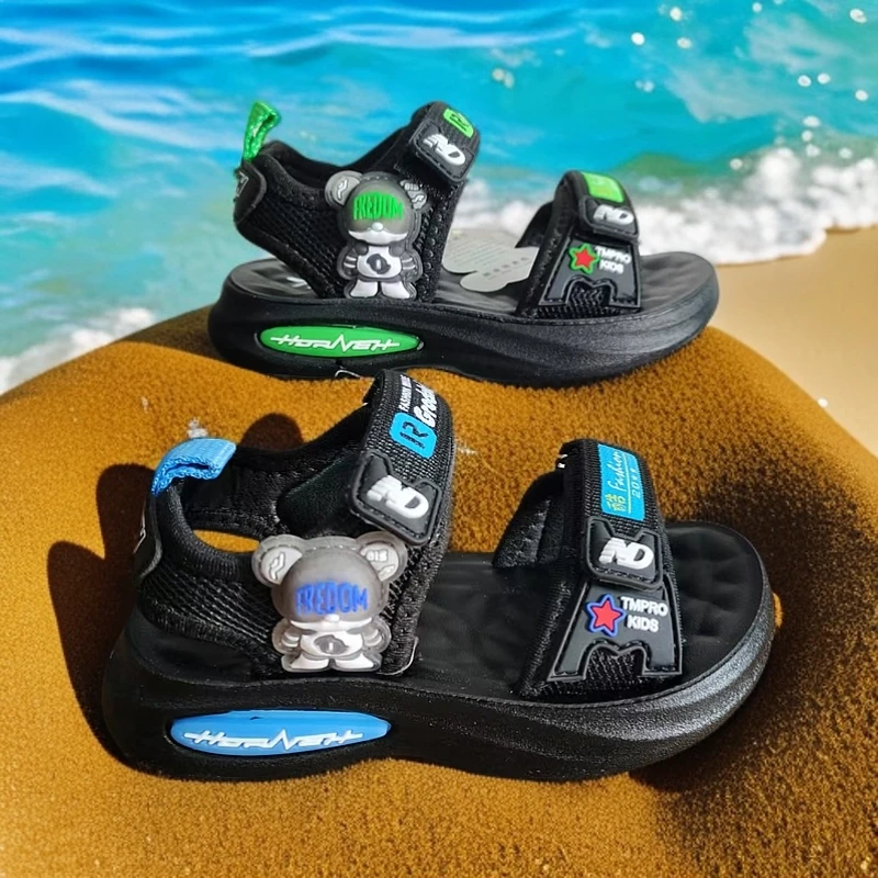 带灯款不保灯，无运费险酷森熊沙滩凉鞋魔术贴聚氨酯软底露趾AB203