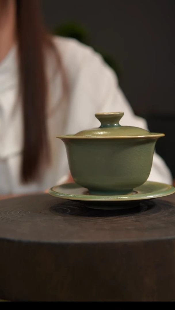杯子Y*大元宝盖碗+鸡缸杯 汝州原产地  原矿老釉
