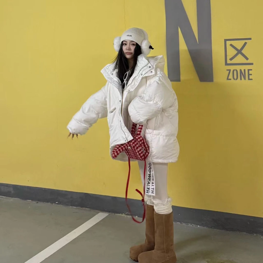 宠儿【2025冬季财神韩版连帽极简减龄时尚中长羽绒外套】