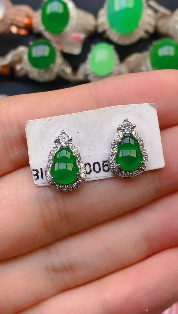 翡翠戒指银S925镶嵌天然