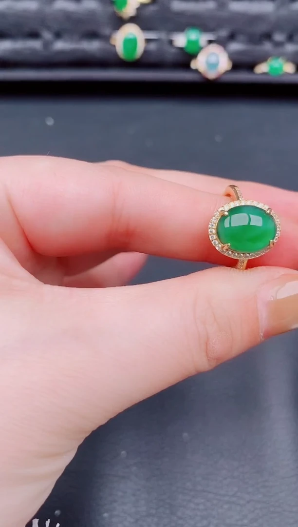 【闪购商品】翡翠戒指银S925镶嵌天然a货翡翠244