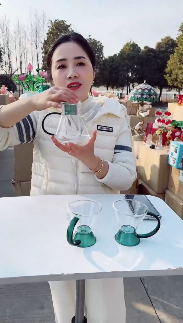 【闪购商品】玻璃DD-一壶两杯绿