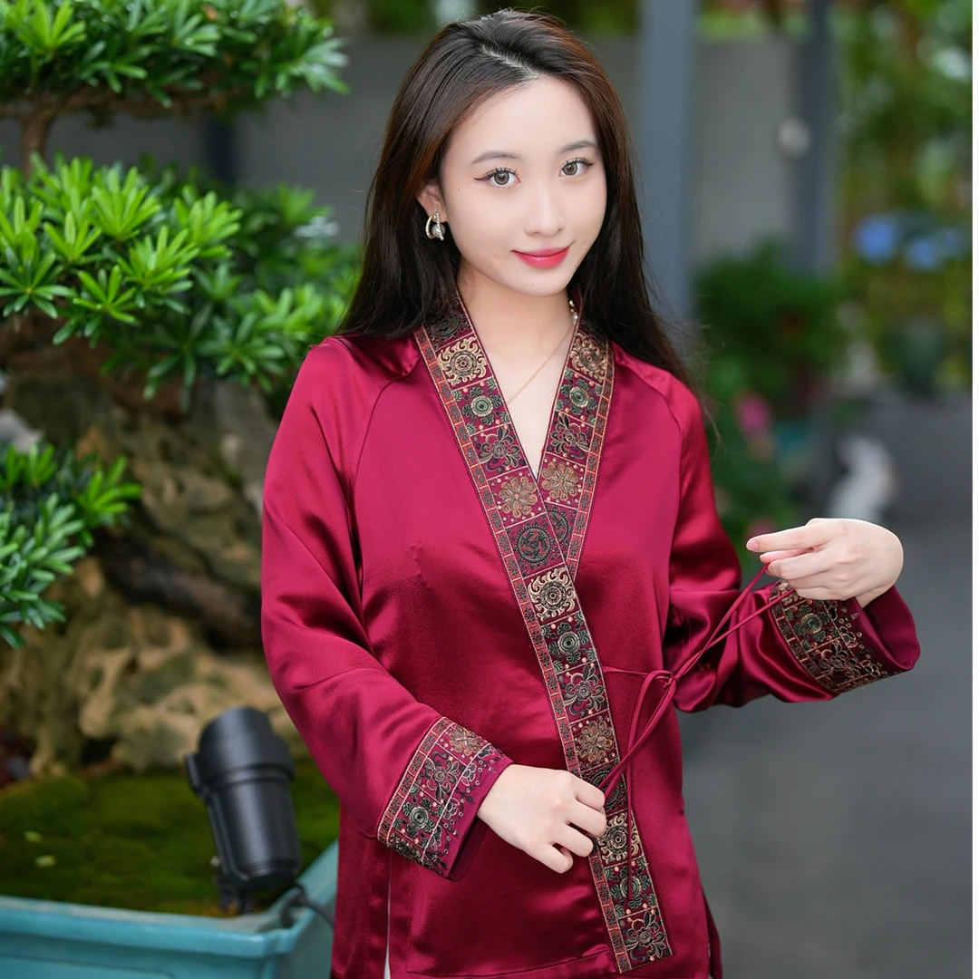 蓝大【夕碧】醋酸新中式长袖外套7280