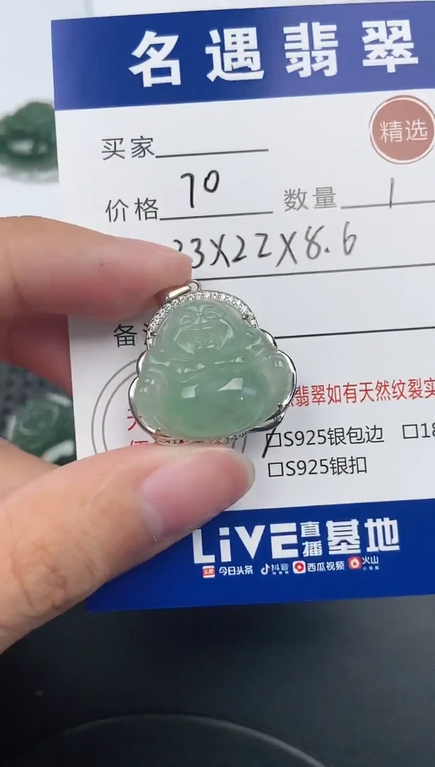 翡翠银S925镶嵌颈饰挂件