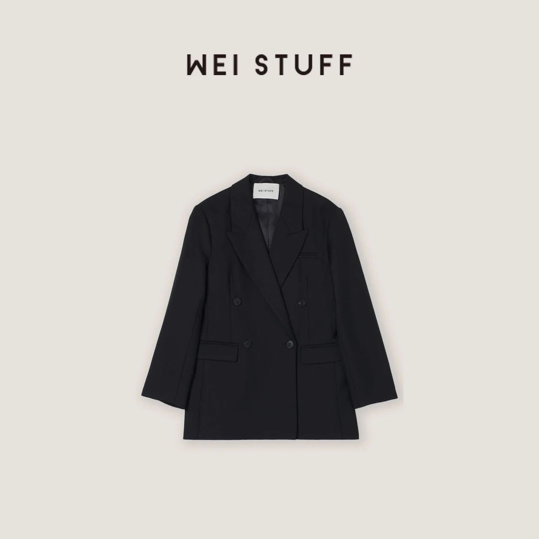WEI STUFF  “经典重绎” 时尚高级感正肩黑色西装外套 8868.