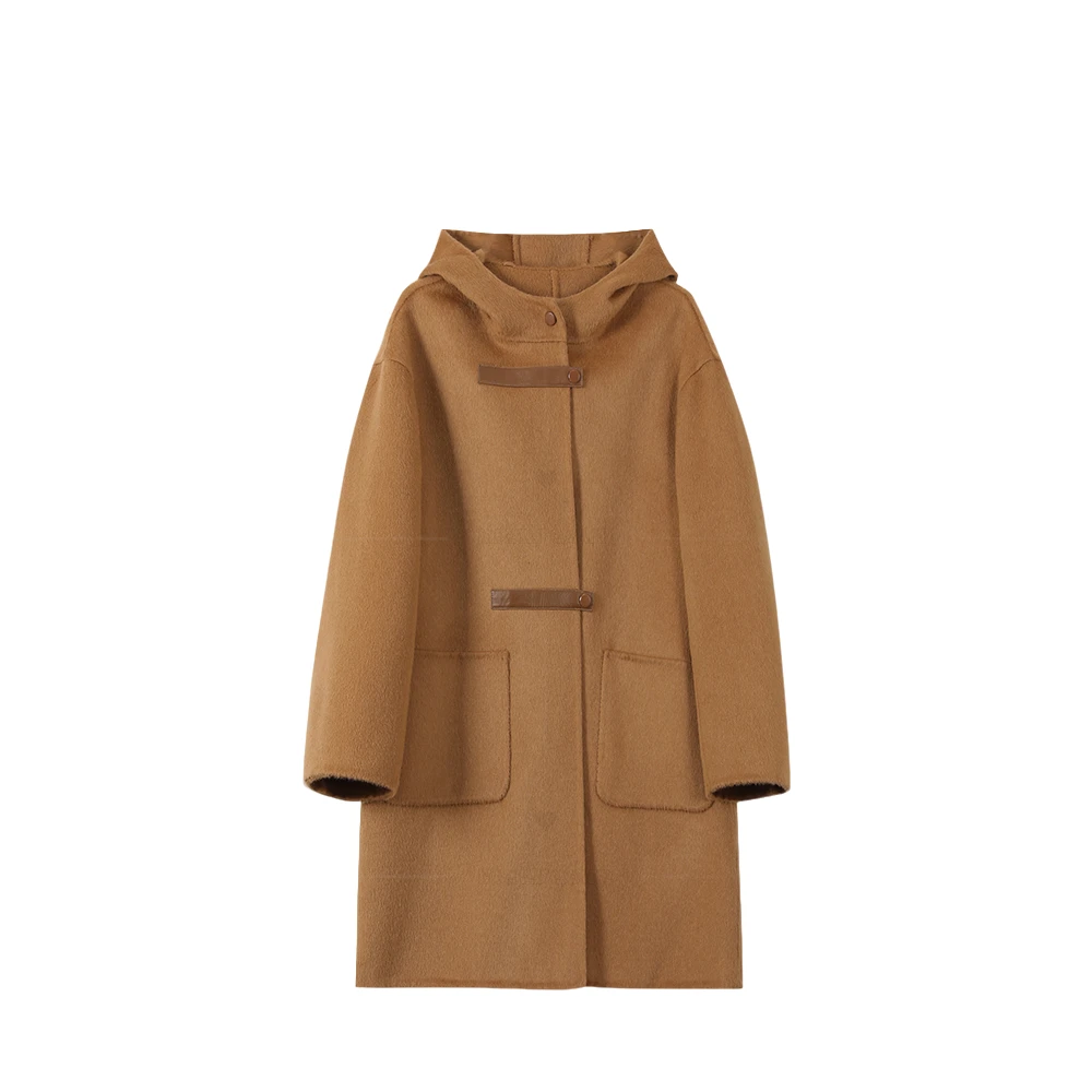 【封后轻奢设计】冬季新款简约英伦学院风连帽大衣2207
