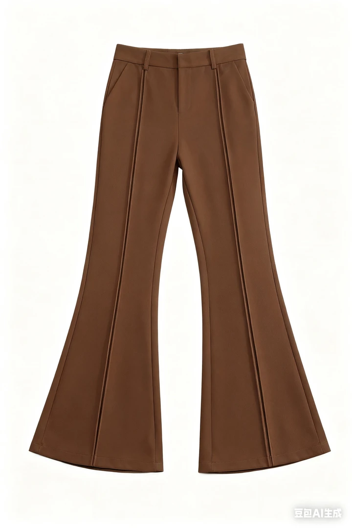 【品牌撤柜】高货大码修身新松紧腰开叉弹力微喇裤82113-咖色