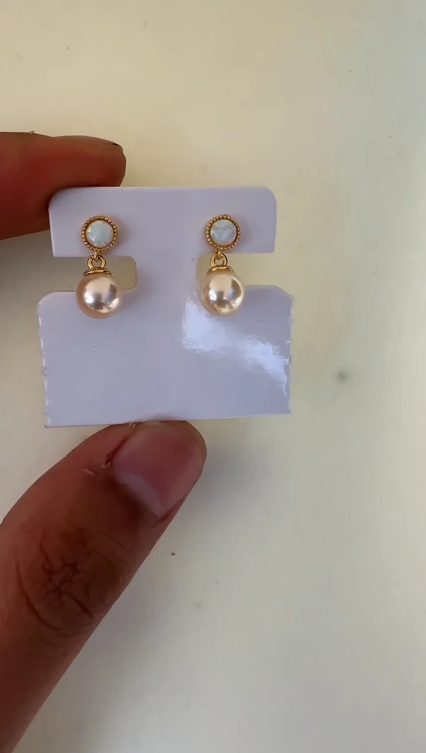 银S925镶嵌海水珍珠耳饰耳钉