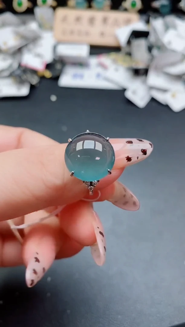 银S925镶嵌戒指翡翠1